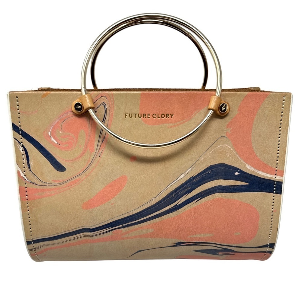 Future Glory Leather Mini Tote Bag | Metal Ring Handle | Rare Designer Handbag